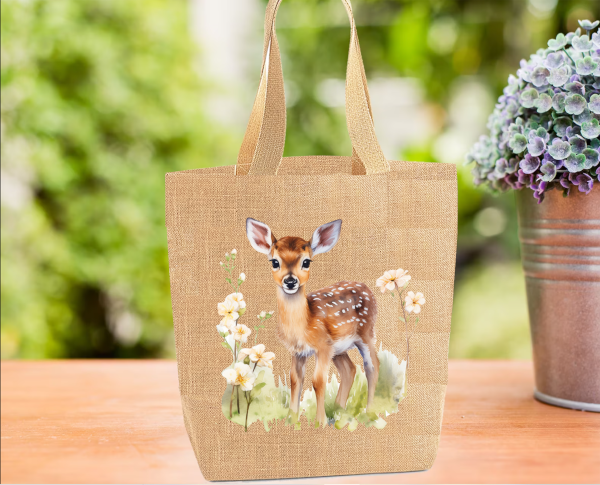 Baby Deer Tote Bag, Animal Bag, Personalised Tote Bag